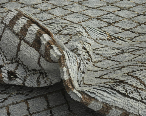 10 Feet Moroccan Gray Hand Woven Wool Runner Rug